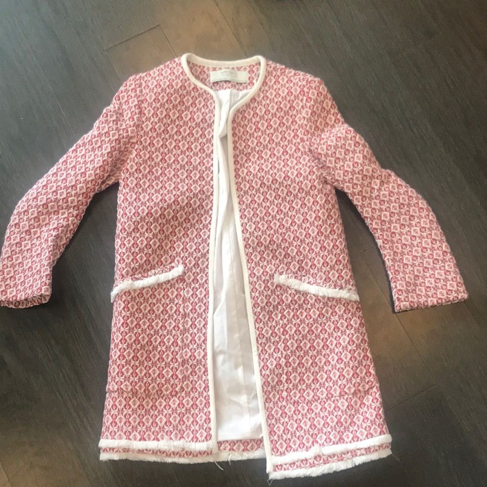 Zara Frayed Printed Coat